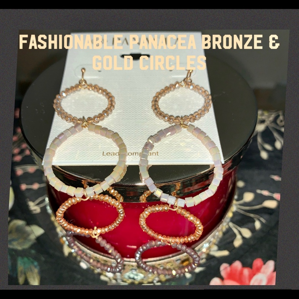 PANACEA GOLD TONES CRYSTAL LINEAR EARRINGS - Picture 4 of 8